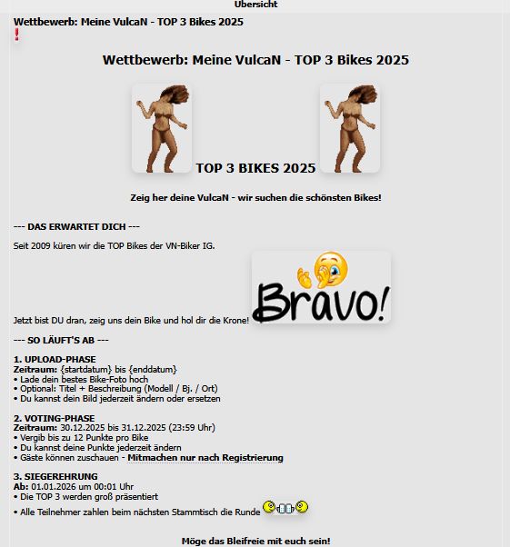 Wettbewerb: Meine VulcaN - TOP 3 Bikes 2025